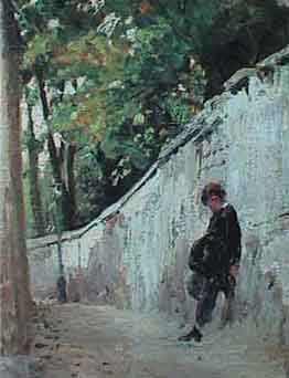 I.Repin.A Boy by the Wall.  Paris,Montmartre(study). 1876