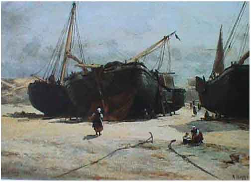 ?.Beggrov. Schwenningen. Mending Fishing-Boats.1877