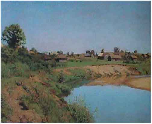 I.Levitan. A Riverside Village. 1890s