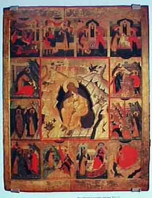 St.Eliyah the Prophet in the Wilderness with Scenes of his Life.16th cent.(?)
