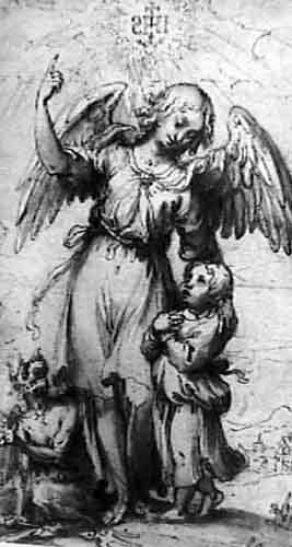 Unknown Italian Artist. Angel with a Child. !7th-18th cent.